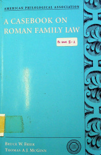 Image of A CASEBOOK ON ROMAN FAMILY LAW