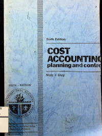 Image of COST ACCOUNTING : planning and control