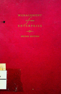 Image of MANAGEMENT of an ENTERPRISE SECOND EDITION