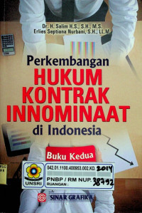 Image of Perkembangan HUKUM KONTRAK INNOMINAAT di Indonesia, Buku Kedua