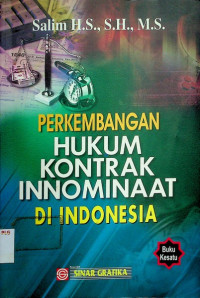 Image of PERKEMBANGAN HUKUM KONTRAK INNOMINAAT DI INDONESIA, Buku Kesatu