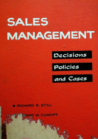 Image of SALES MANAGEMENT: Decisions, Policies, and Cases