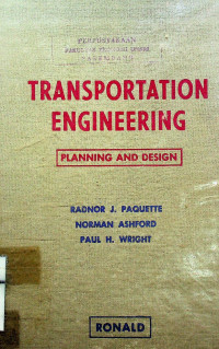 Image of TRANSPORTATION ENGINEERING : PLANNING AND DESIGN