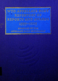 Image of WTO APPELLATE BODY REPERTORY OF REPORTS AND AWARDS 1995-2005